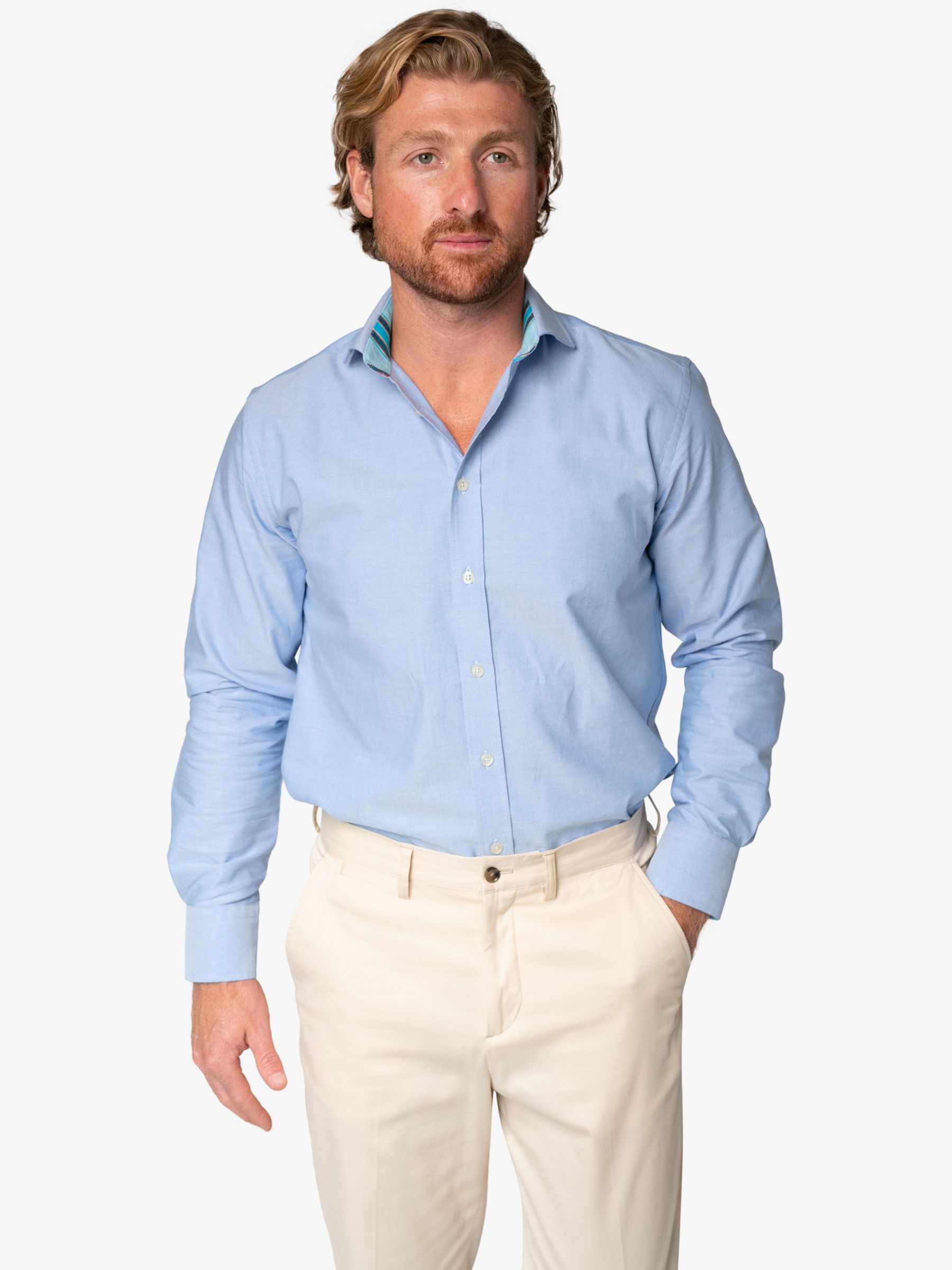 KOY Oxford Cotton Shirt, Blue Mid, S