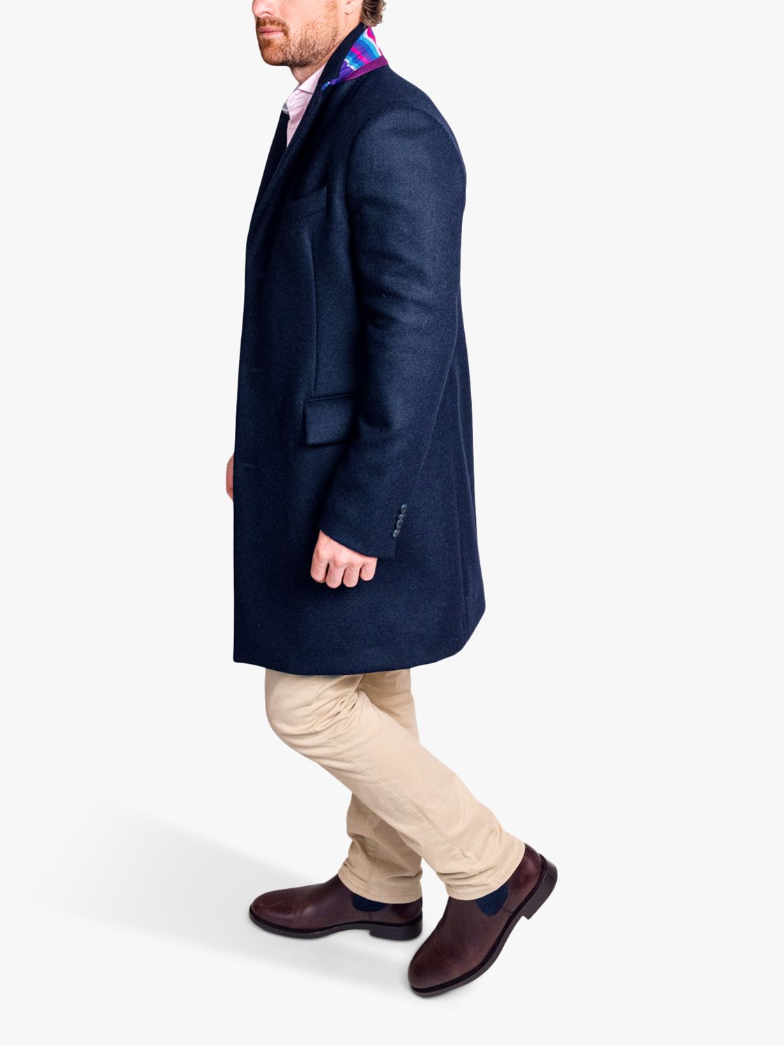 KOY Heritage British Wool Tailored Fit Overcoat, Navy, 38R