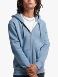 Superdry Organic Cotton Vintage Logo Embroidered Zip Hoodie, Bluestone Marl