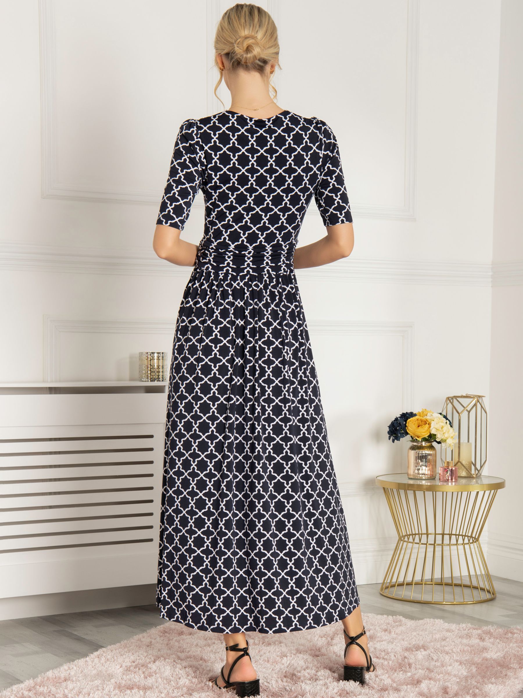 Buy Jolie Moi Kiera Wrap Front Geometric Print Maxi Dress, Navy Online at johnlewis.com