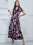 Jolie Moi Kiera Wrap Front Floral Maxi Dress, Navy/Multi