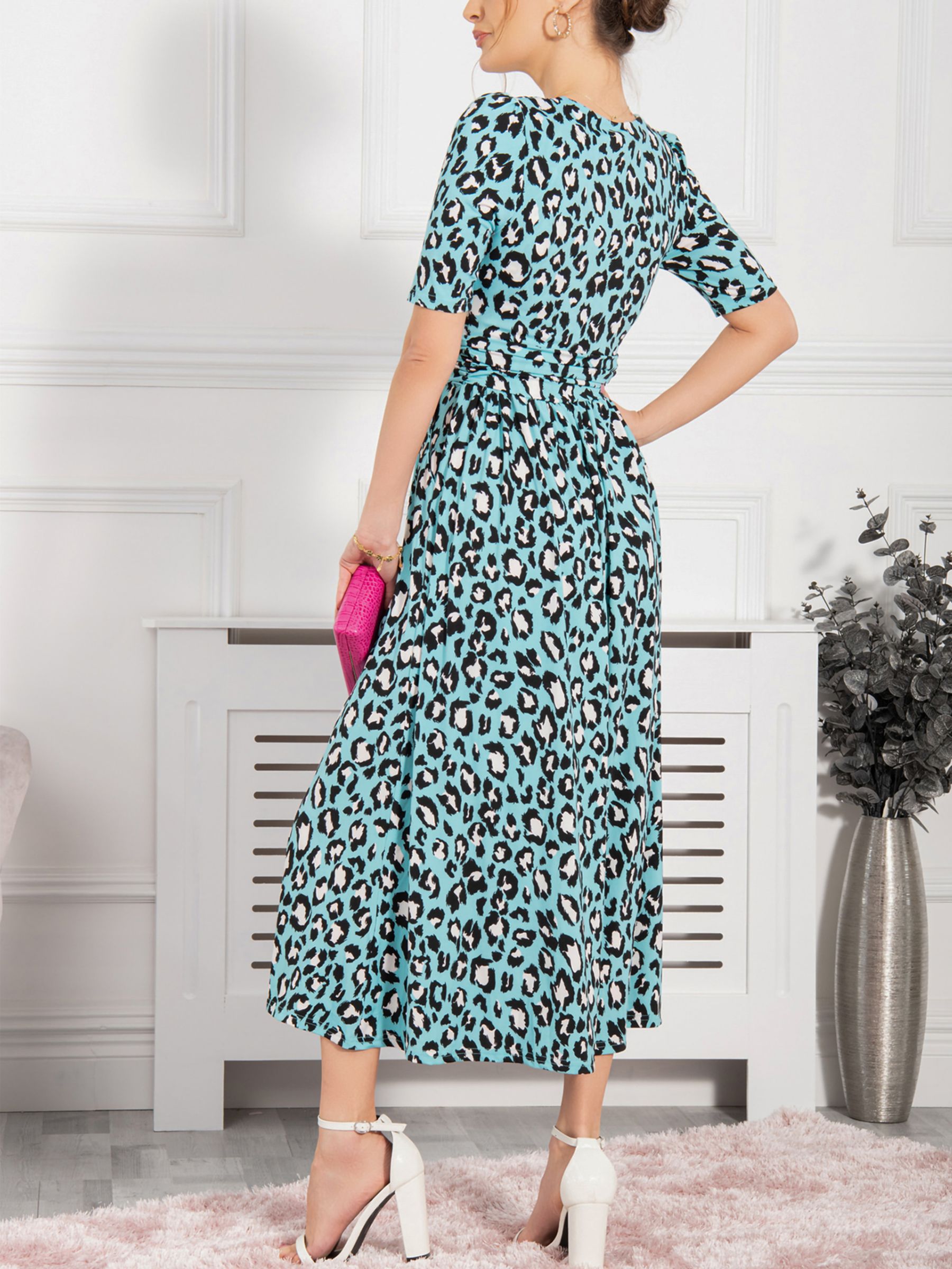 Jolie Moi Josie Leopard Print Maxi Dress, Blue/Multi, 8