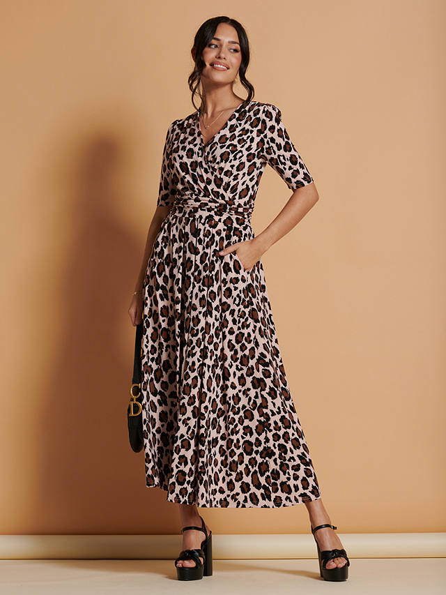 Jolie Moi Josie Leopard Print Maxi Dress, Light Pink/Multi at John ...