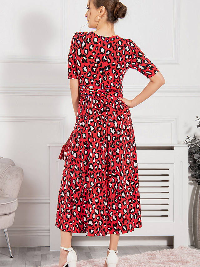 Jolie Moi Josie Leopard Print Maxi Dress, Red/Multi