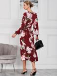 Jolie Moi Kamille Long Sleeve Maxi Floral Dress, Dark Red/Multi