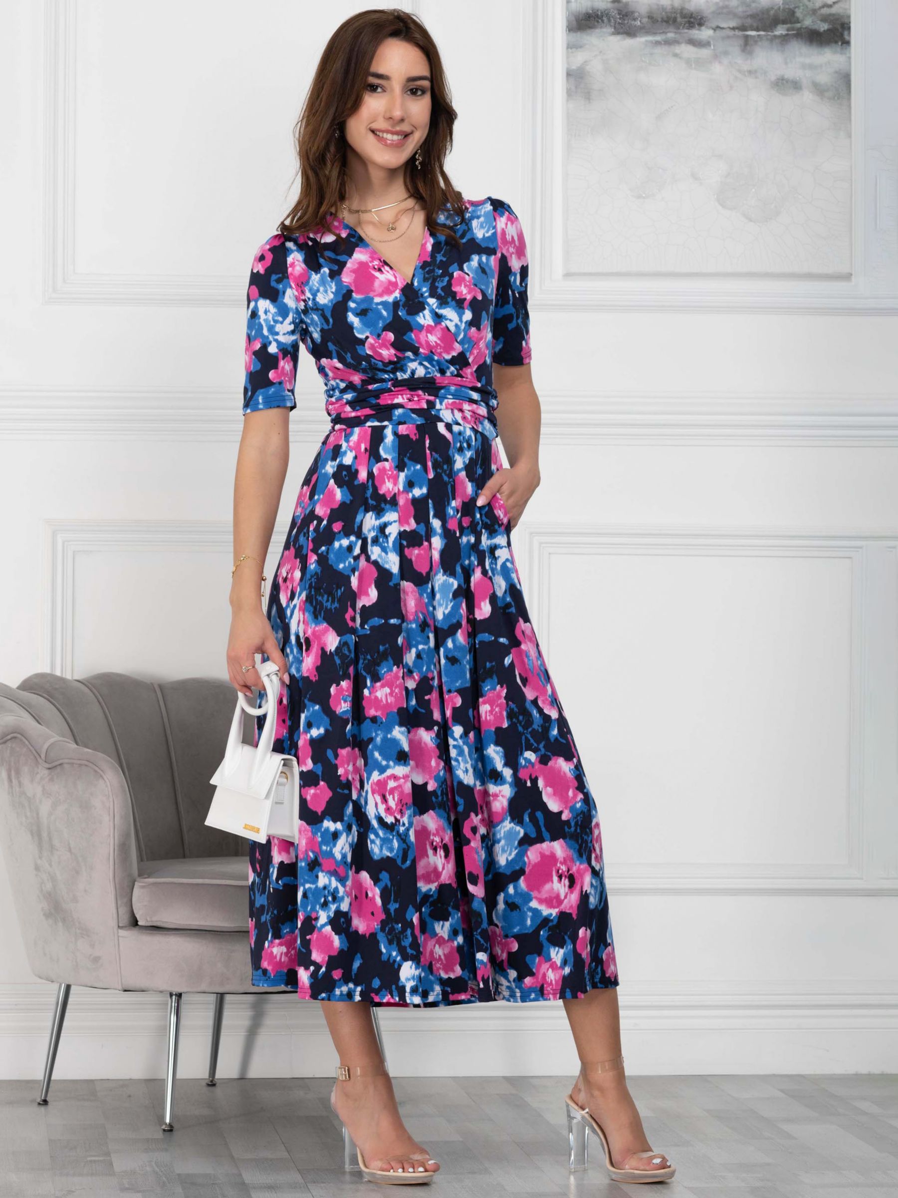 Jolie Moi Coleen Abstract Print Maxi Dress, Navy/Multi at John Lewis ...
