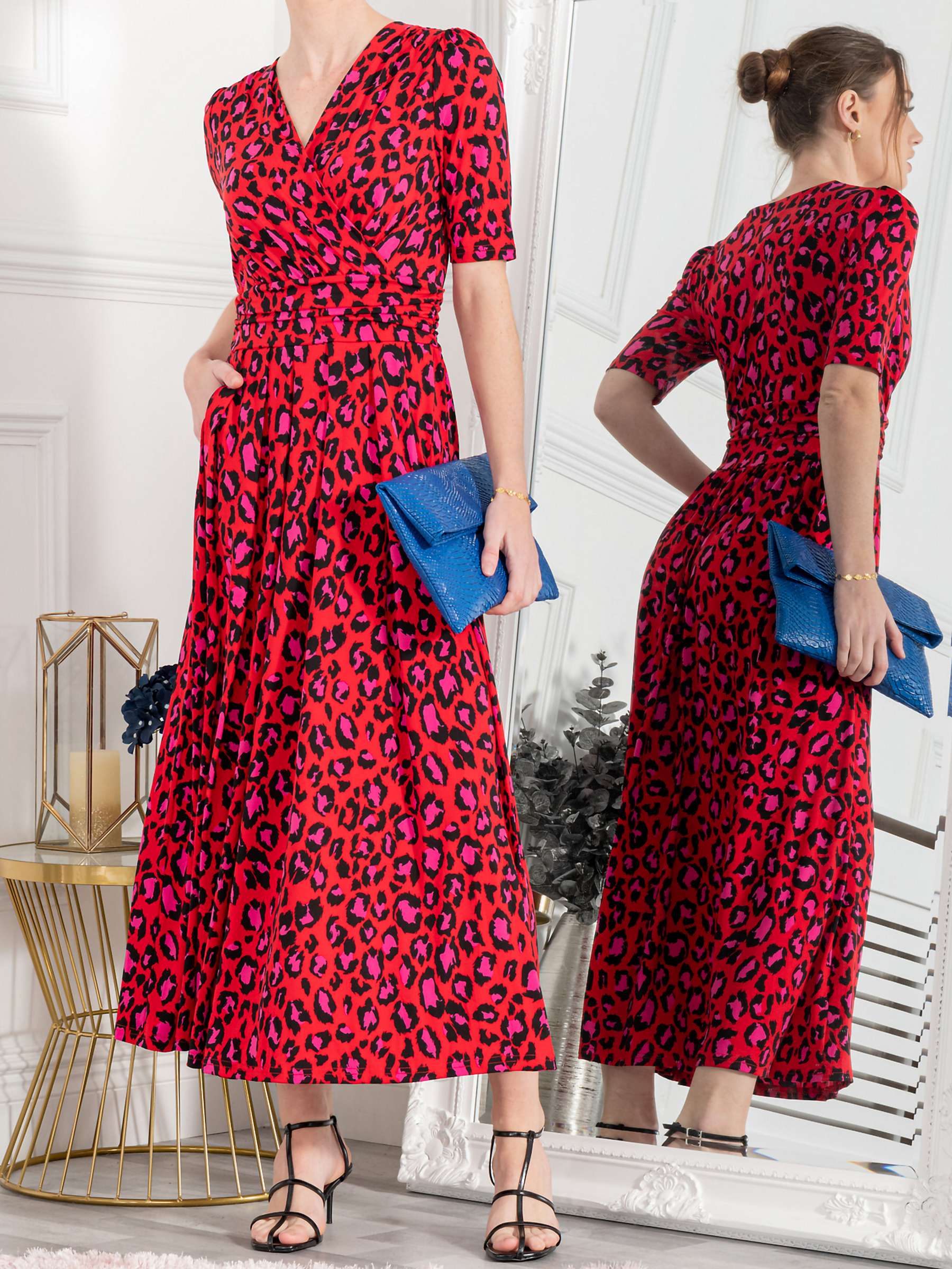 Jolie Moi Oakley Leopard Print Wrap Maxi Dress, Red/Multi at John Lewis ...