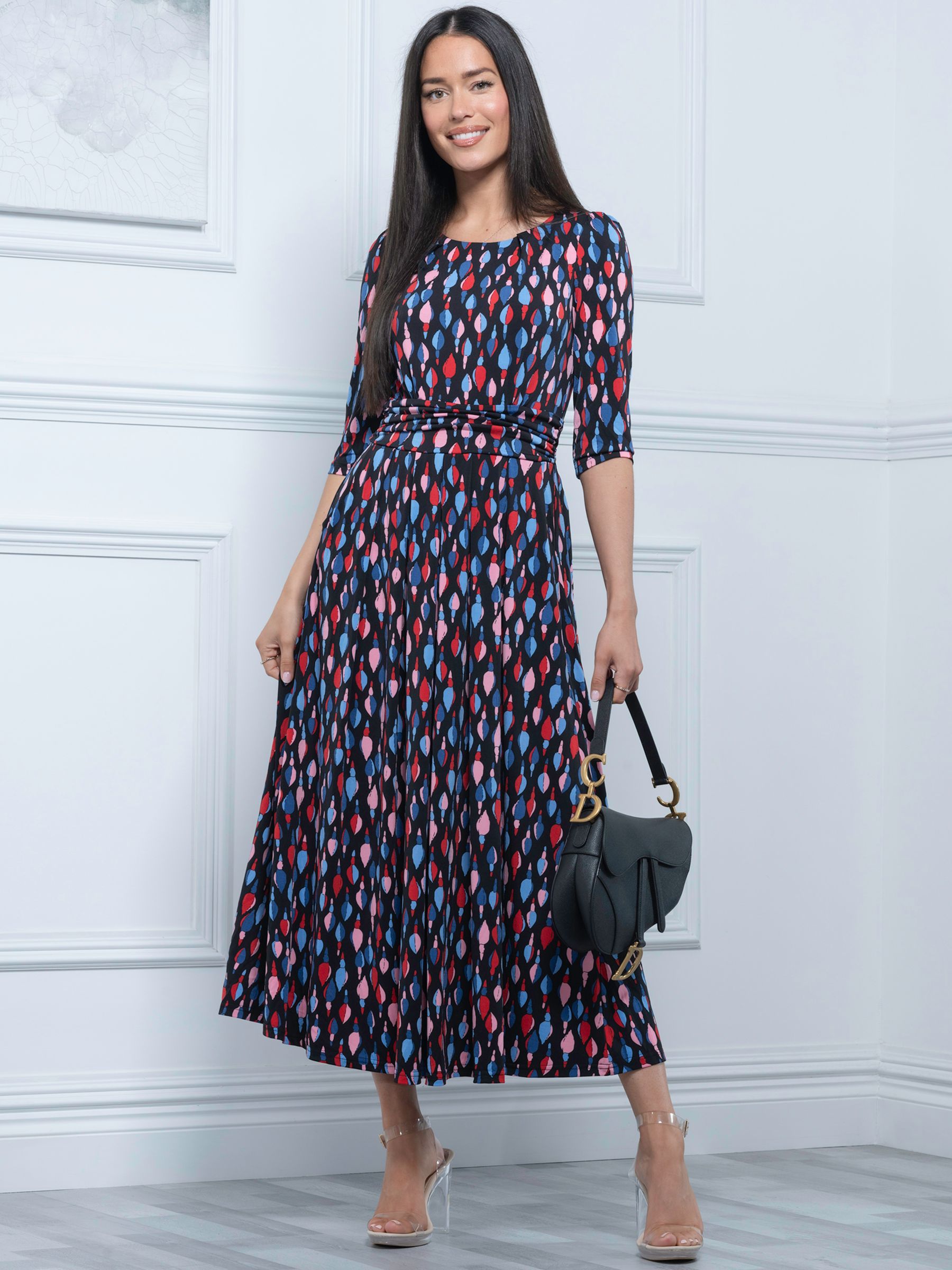 Jolie Moi Sienna Abstract Print Maxi Dress, Navy/Multi