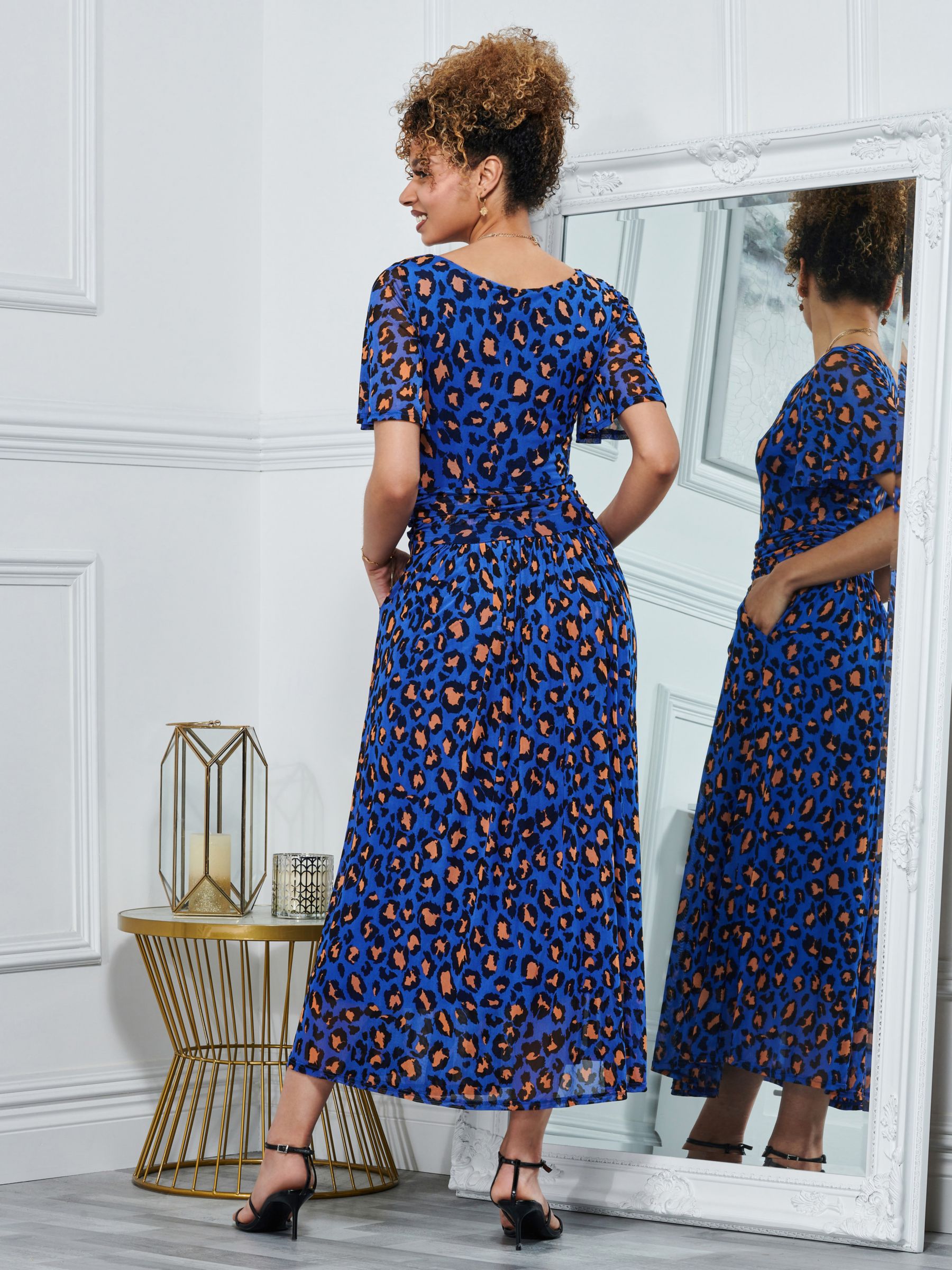 Jolie Moi Julita Leopard Print Midi Dress, Blue/Multi at John Lewis ...