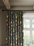 Morris & Co. Fruit Pair Lined Pencil Pleat Curtains, Ink Blue