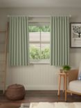 John Lewis Herringbone Weave Pair Lined Pencil Pleat Curtains, Myrtle Green