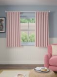 John Lewis Herringbone Weave Pair Lined Pencil Pleat Curtains, Rosa Pink