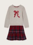Monsoon Kids' Tartan Sweater Dress, Red