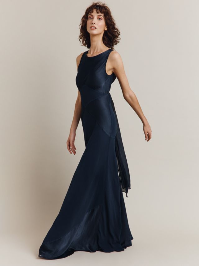 Navy satin clearance maxi dress