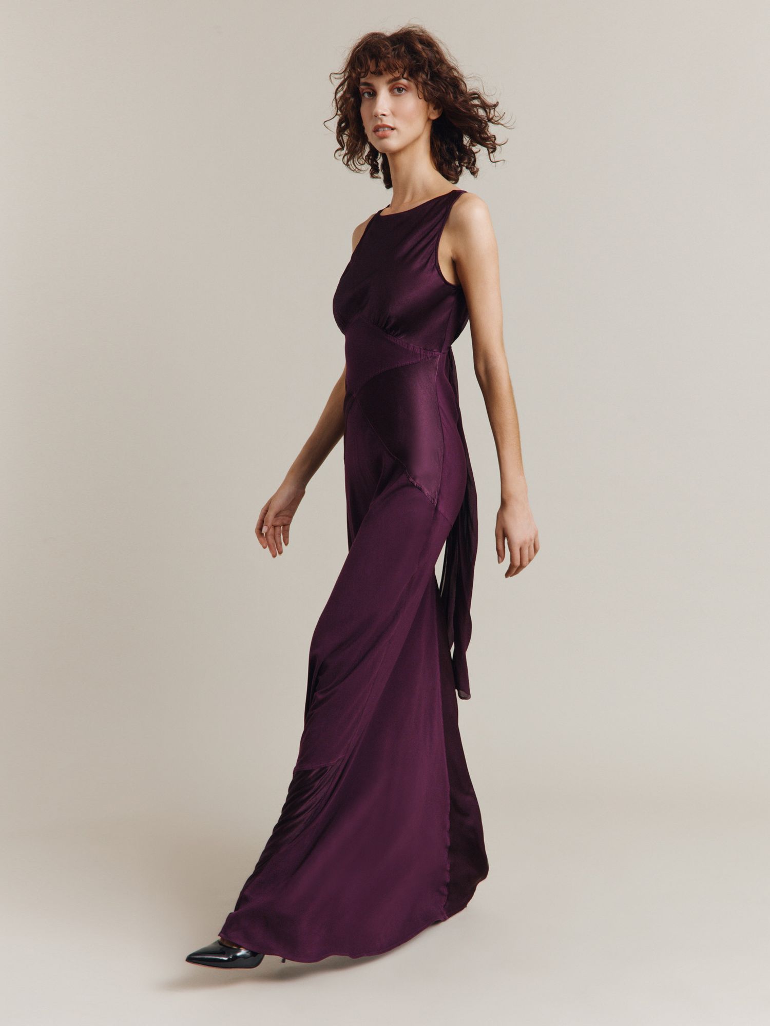 Ghost Holly Satin Maxi Dress, Orchid Bloom at John Lewis & Partners