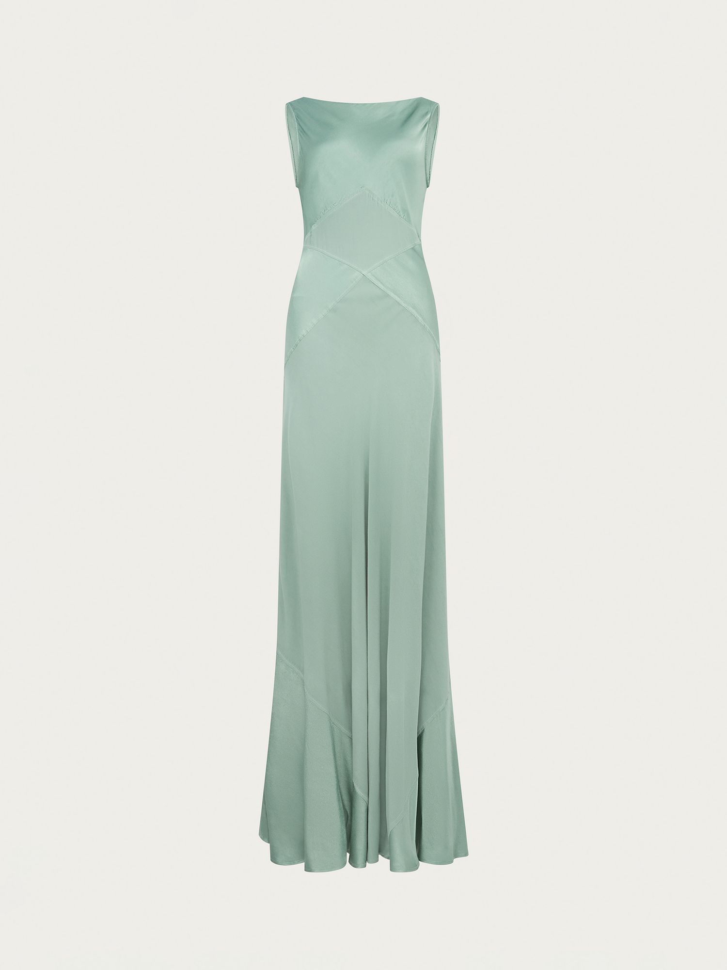 Ghost Holly Satin Maxi Dress, Sage Green at John Lewis & Partners