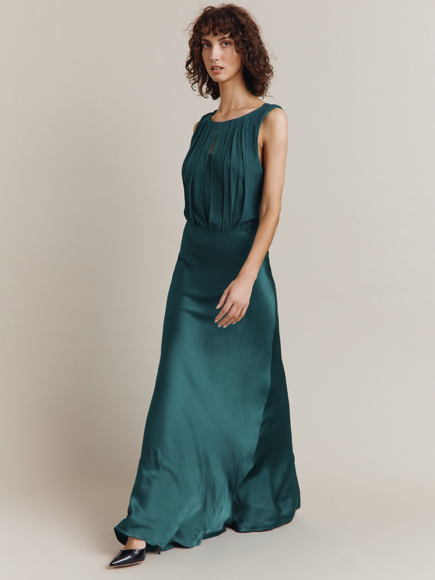 Ghost Beau Satin Maxi Dress, Emerald Sea at John Lewis & Partners