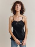 Ghost Nara Satin Embroidered Butterfly Camisole Top, Black