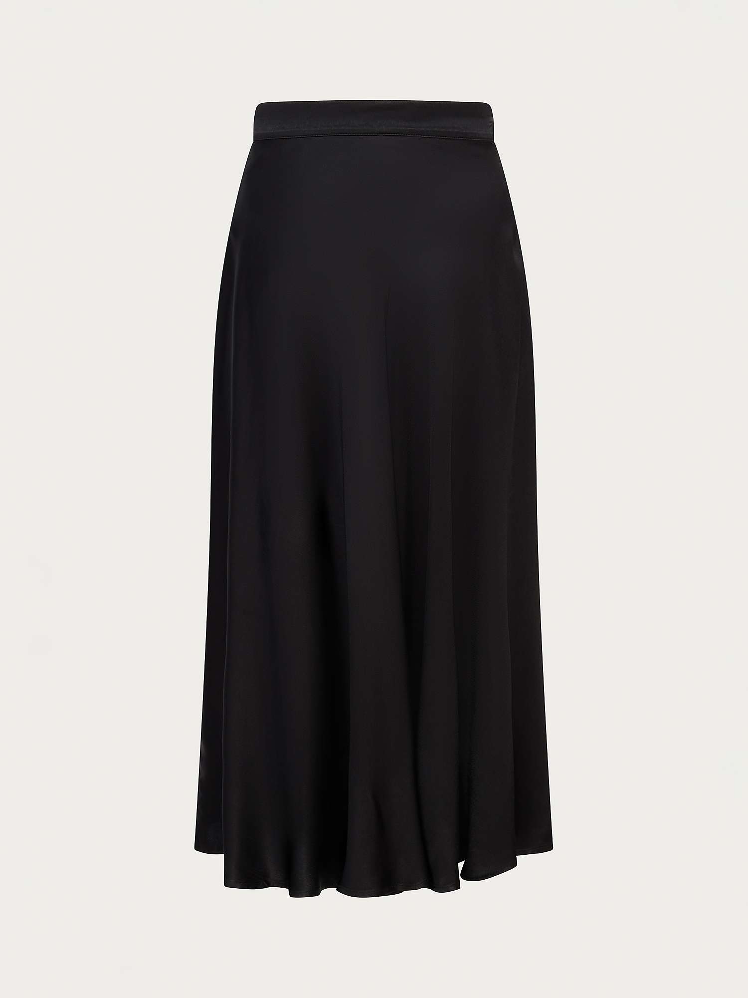 Ghost Eva Satin Midi Button Skirt, Black at John Lewis & Partners