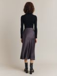 Ghost Luna Satin Midi Skirt, Chocolate