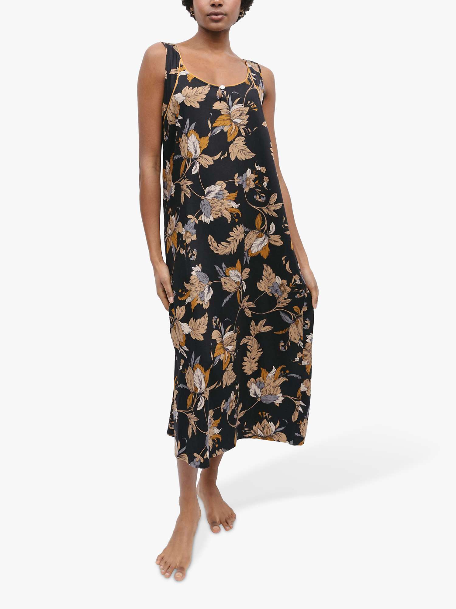 Buy Fable & Eve Brixton Floral Print Long Nightdress, Black/Multi Online at johnlewis.com