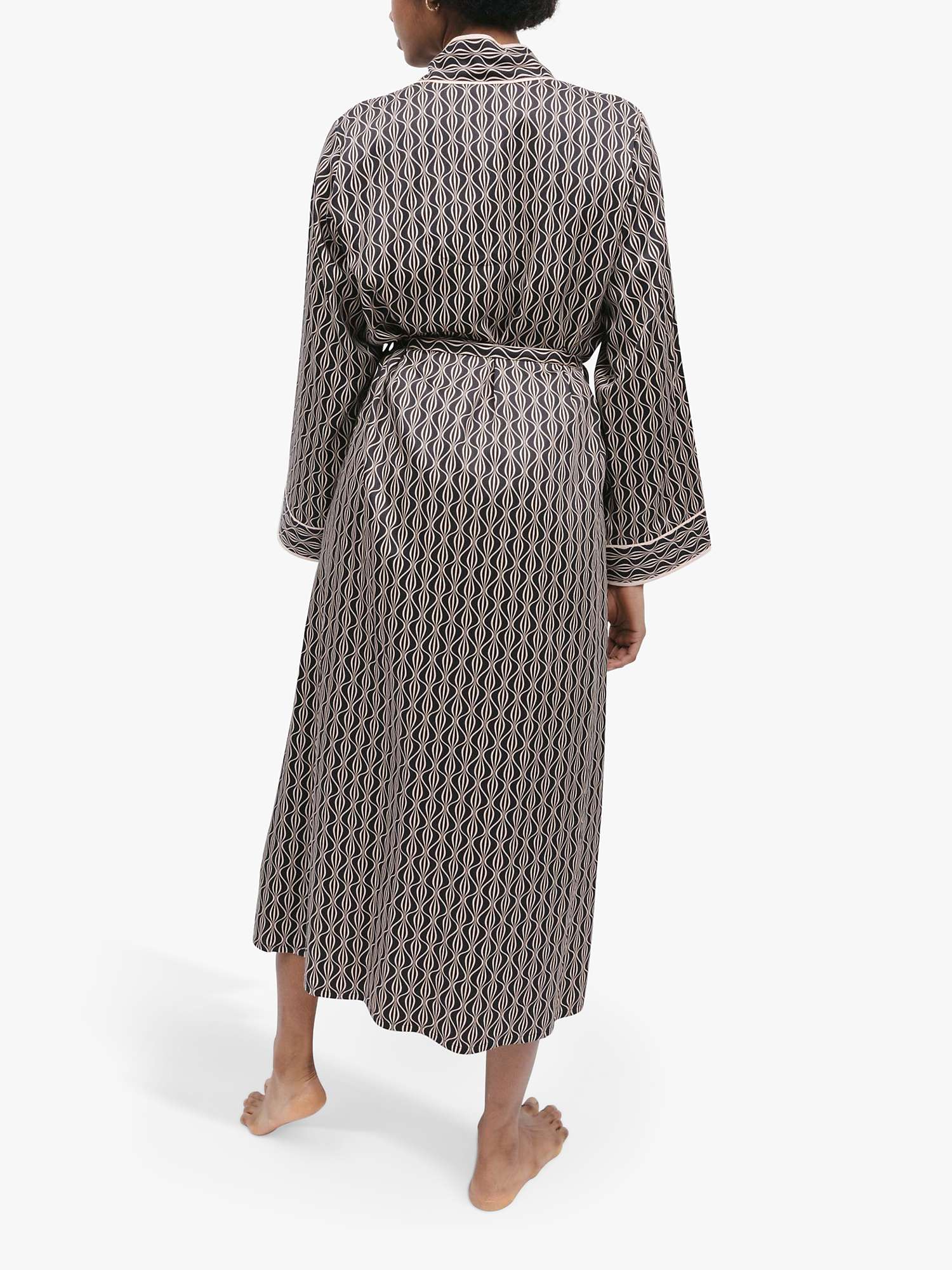 Buy Fable & Eve Brixton Geometric Print Long Dressing Gown, Black Online at johnlewis.com
