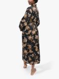 Fable & Eve Brixton Floral Print Long Dressing Gown, Black/Multi