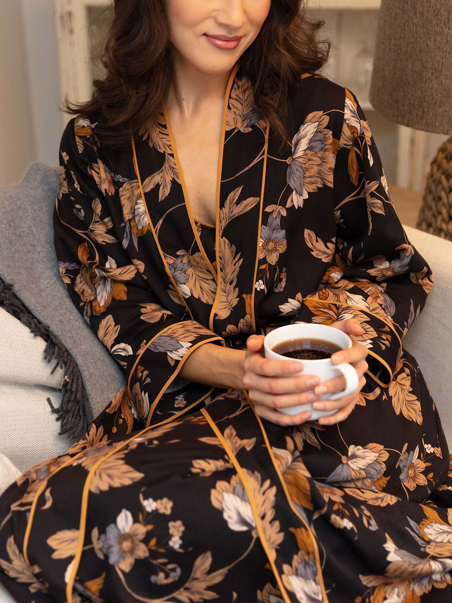 Buy Fable & Eve Brixton Floral Print Long Dressing Gown, Black/Multi Online at johnlewis.com