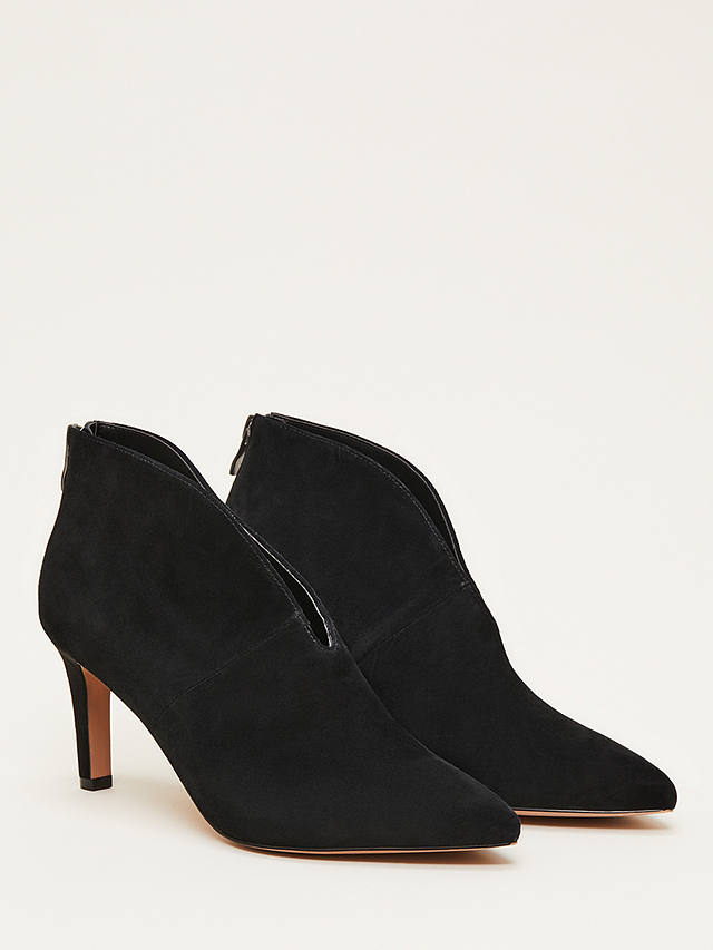 Phase Eight Cut Out Suede Shoe Boots, Black