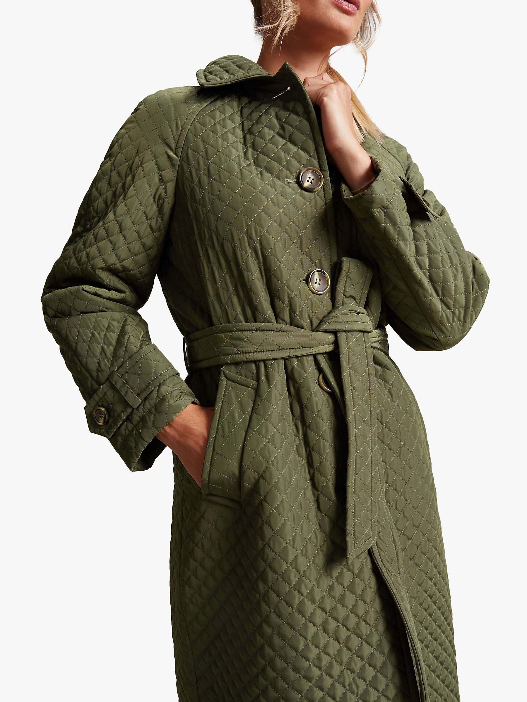 Four Seasons Quilted Trench Coat, Khaki at John Lewis & Partners
