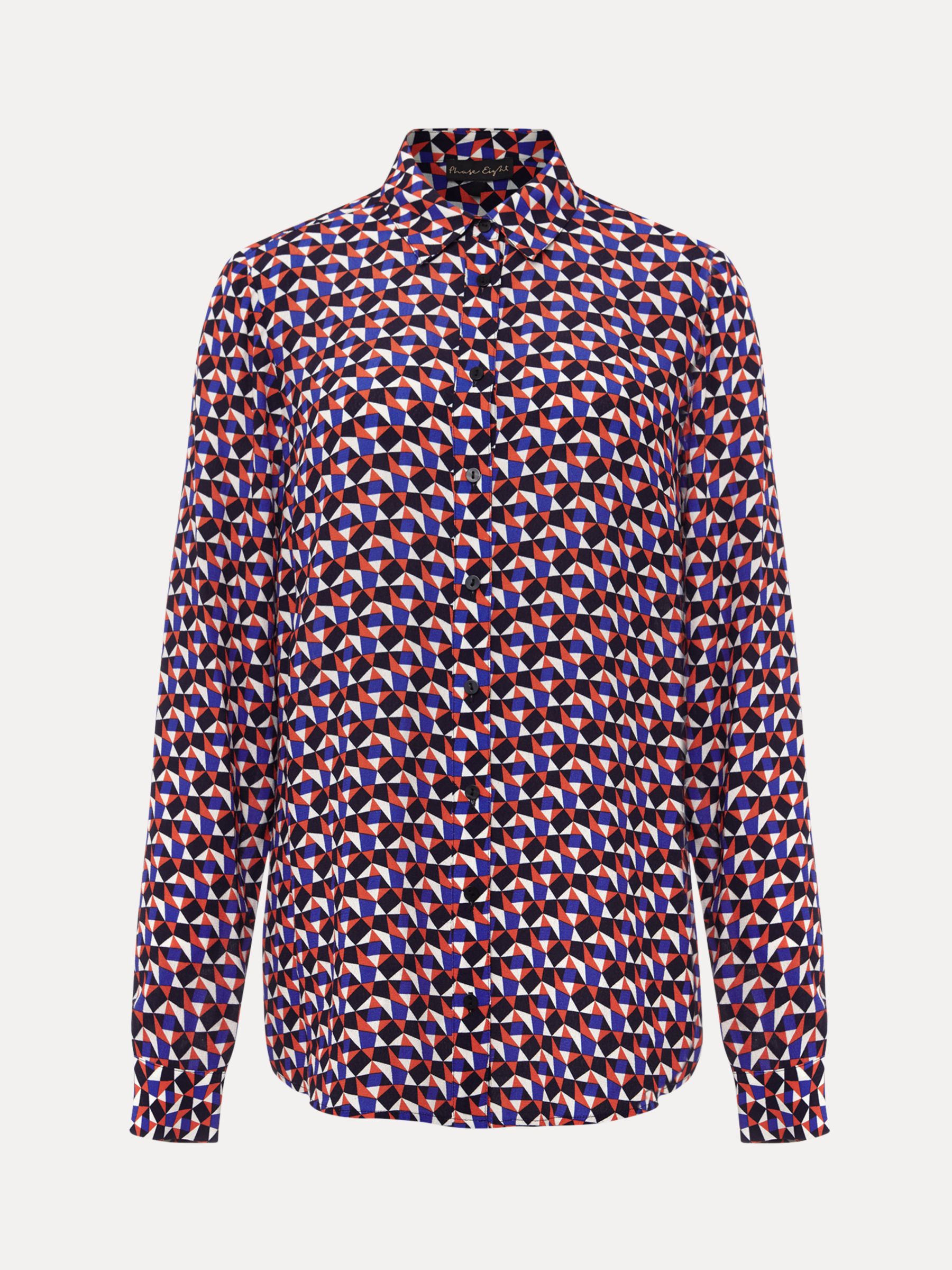 Buy Phase Eight Tanjina Geometric Shirt, Orange/Blue Online at johnlewis.com