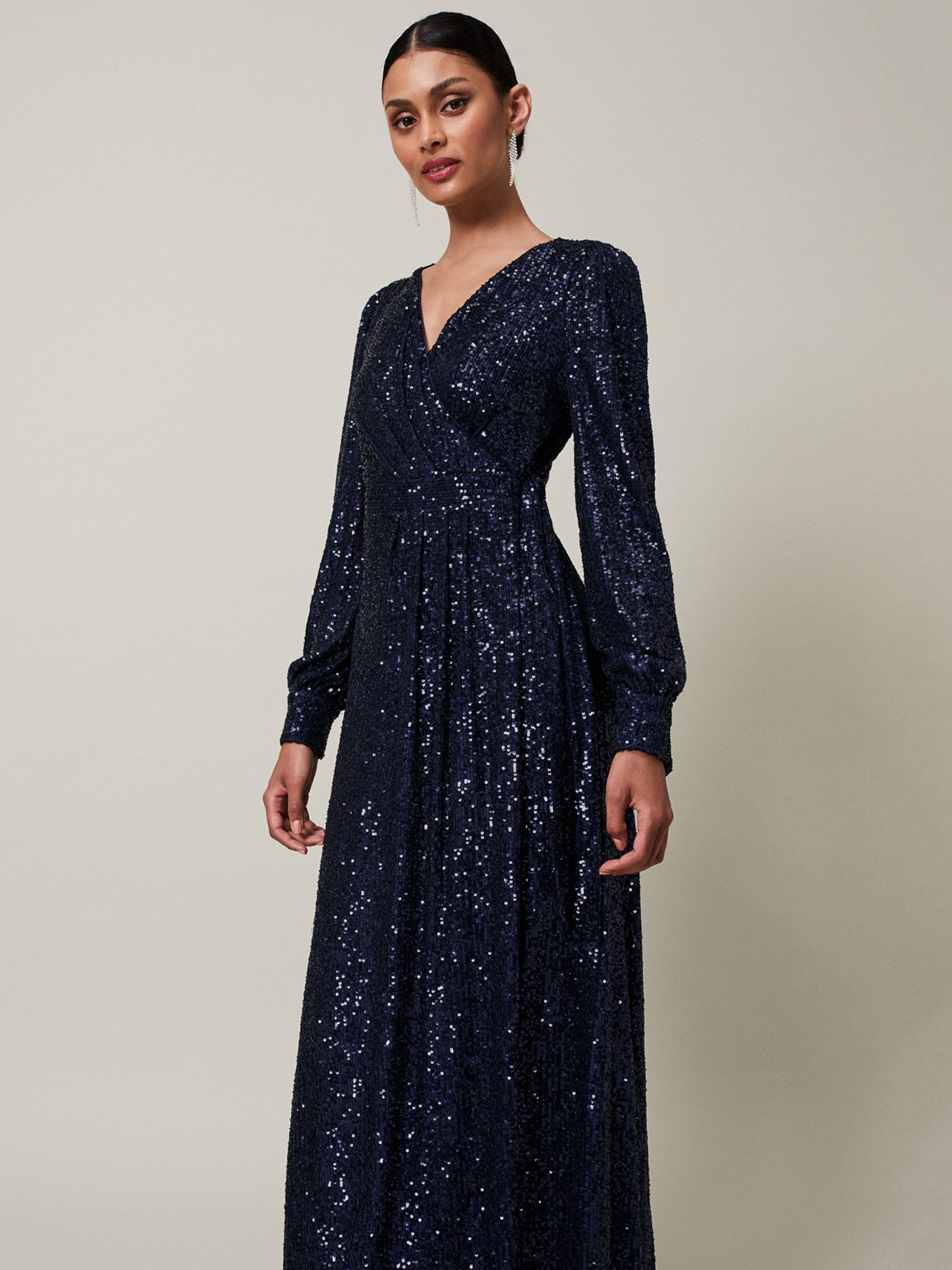Phase Eight Amily Sequin Maxi Dress, Navy at John Lewis & Partners