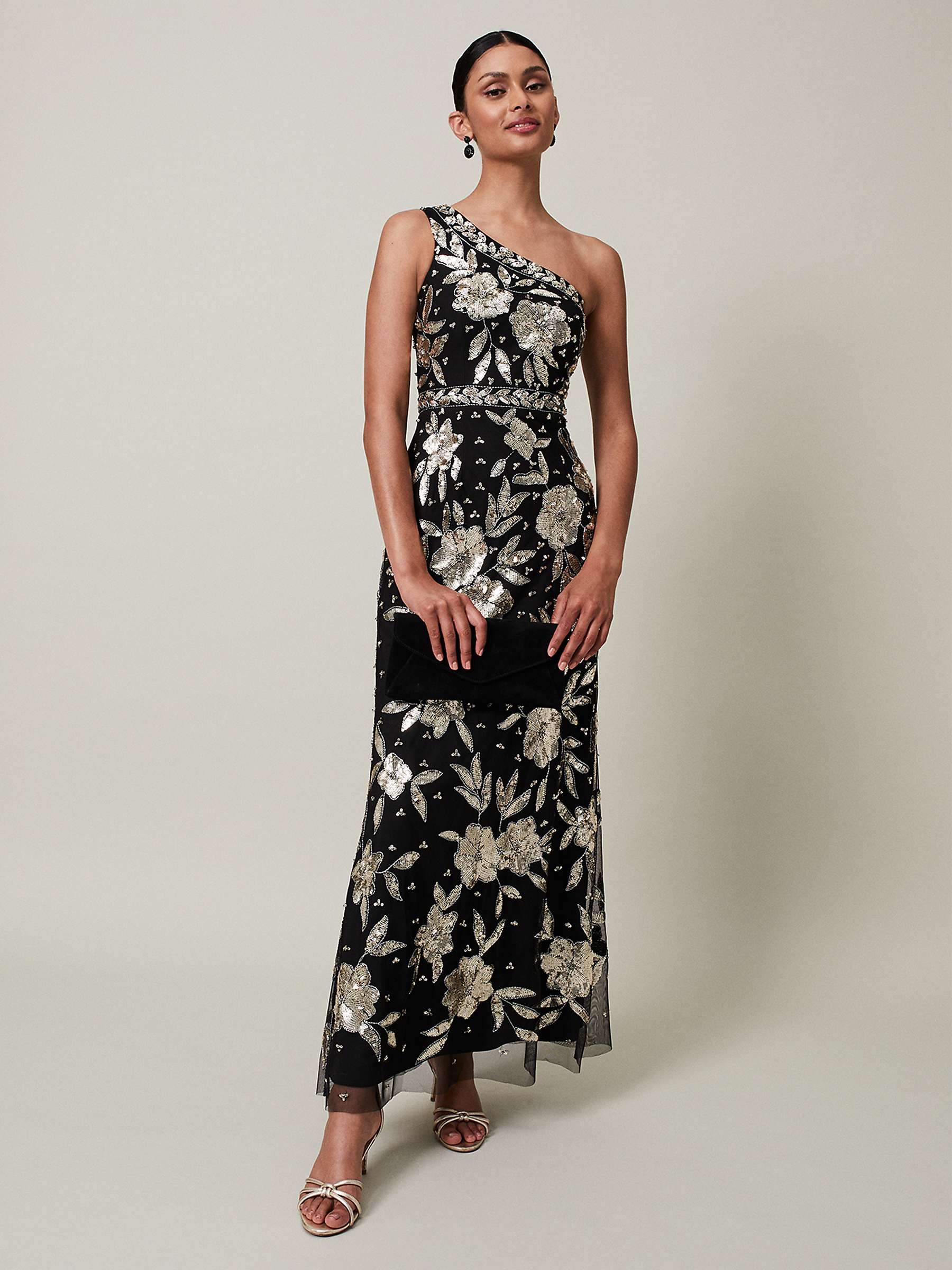 Buy Phase Eight Collection 8 Serafina Floral Sequin Embellished Maxi Dress, Black/Gold Online at johnlewis.com