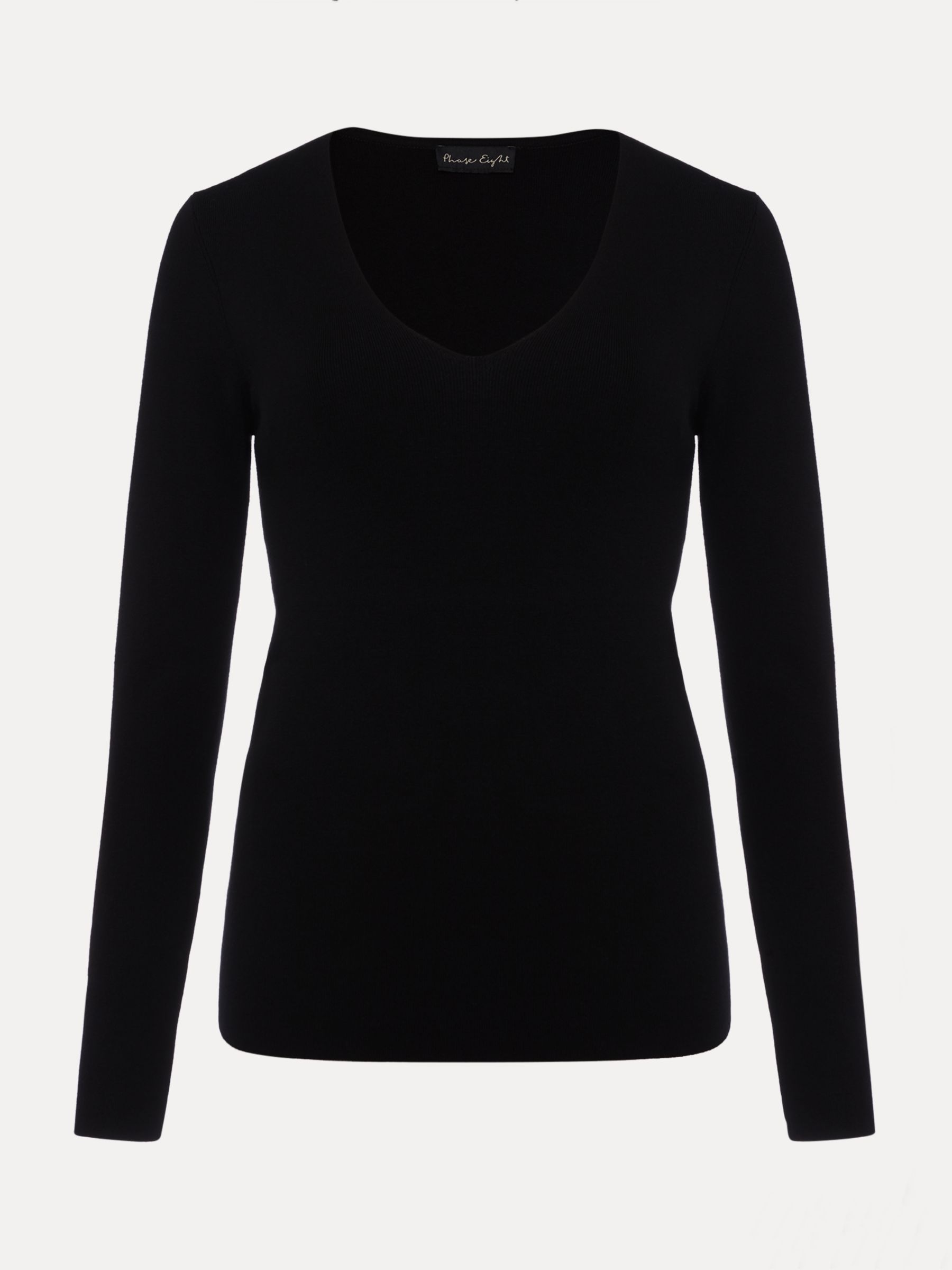 Phase Eight Molla V-Neck Top, Black at John Lewis & Partners
