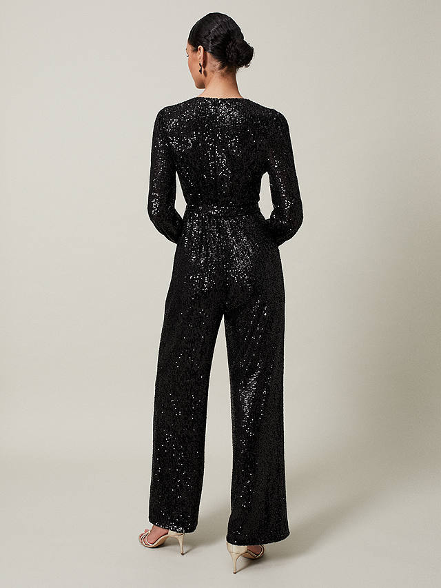 Phase Eight Alessandra Sequin Jumpsuit, Black at John Lewis & Partners