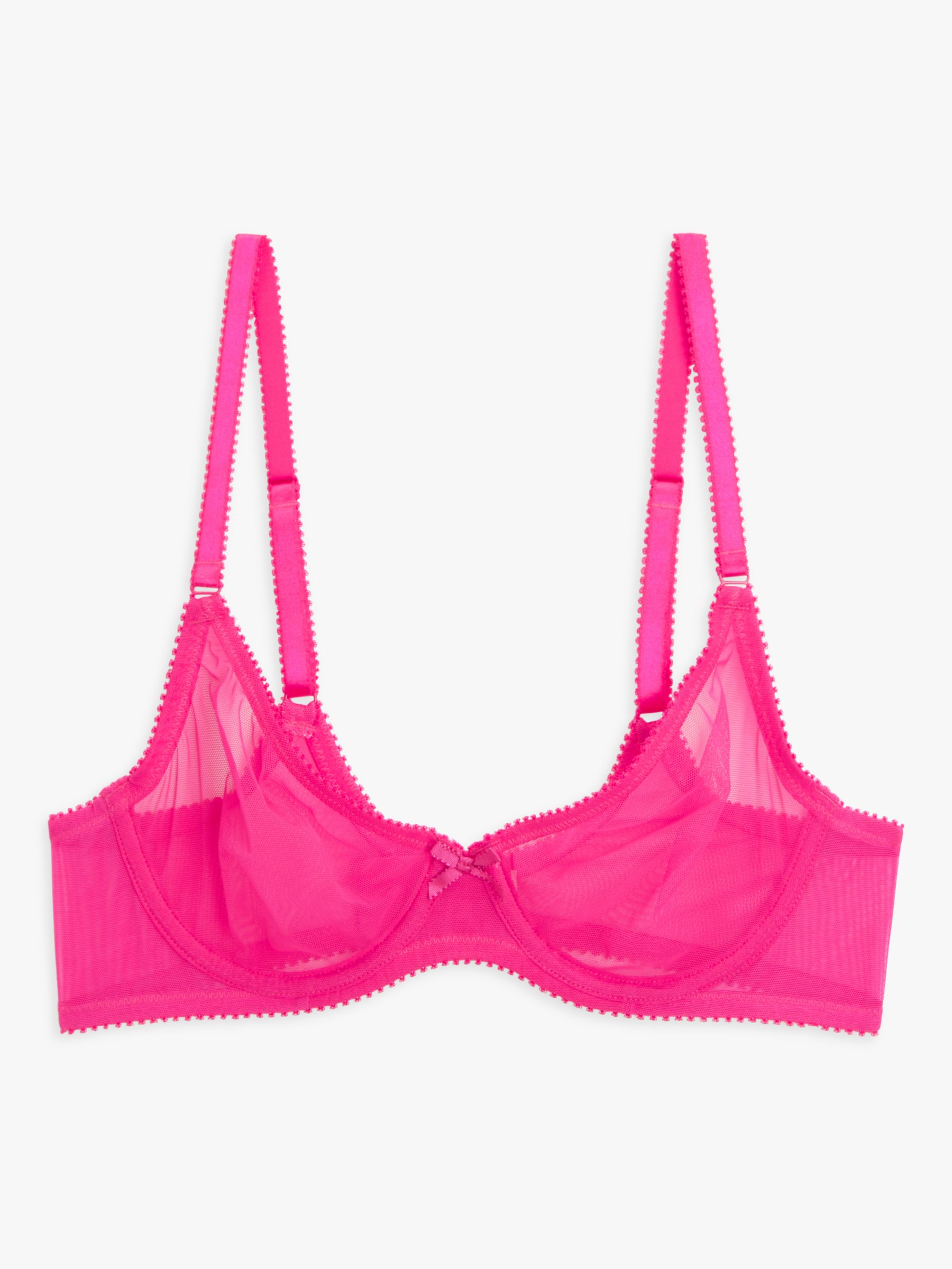 John Lewis Marley Sheer Mesh T-Shirt Bra, Pink Peacock at John Lewis ...