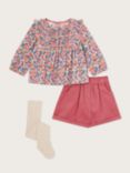 Monsoon Baby Floral Top & Corduroy Shorts Set, Pink