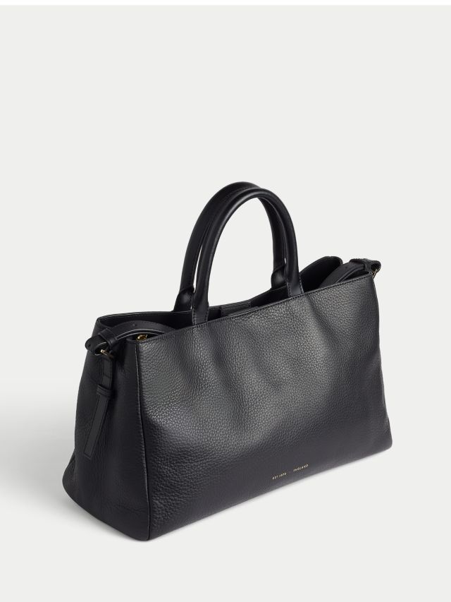 Jigsaw Adela Leather Pebble Tote Bag, Black