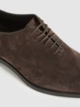 Reiss Bay Suede Whole Cut Shoes, Dark Brown