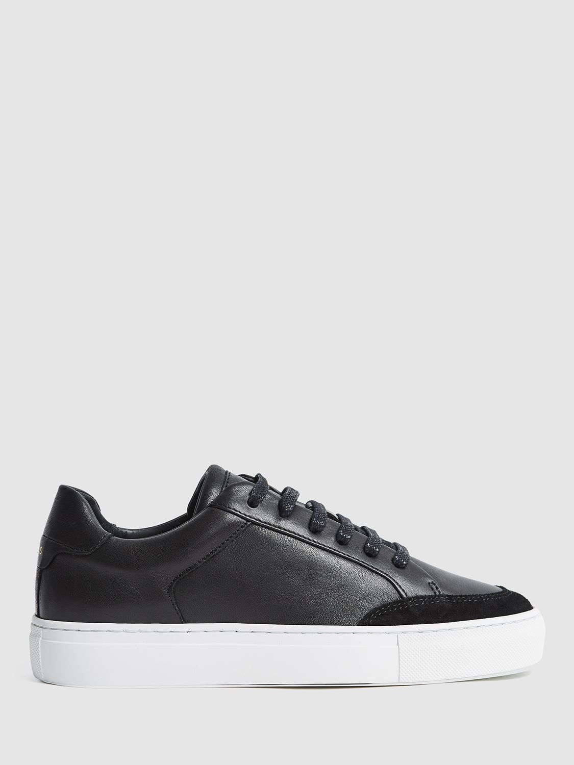 Reiss Ashley Leather and Suede Low Top Trainers, Black at John Lewis ...