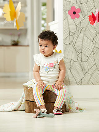 Mini Cuddles Baby Happy Days T-Shirt & Stripe Leggings Set, Multi