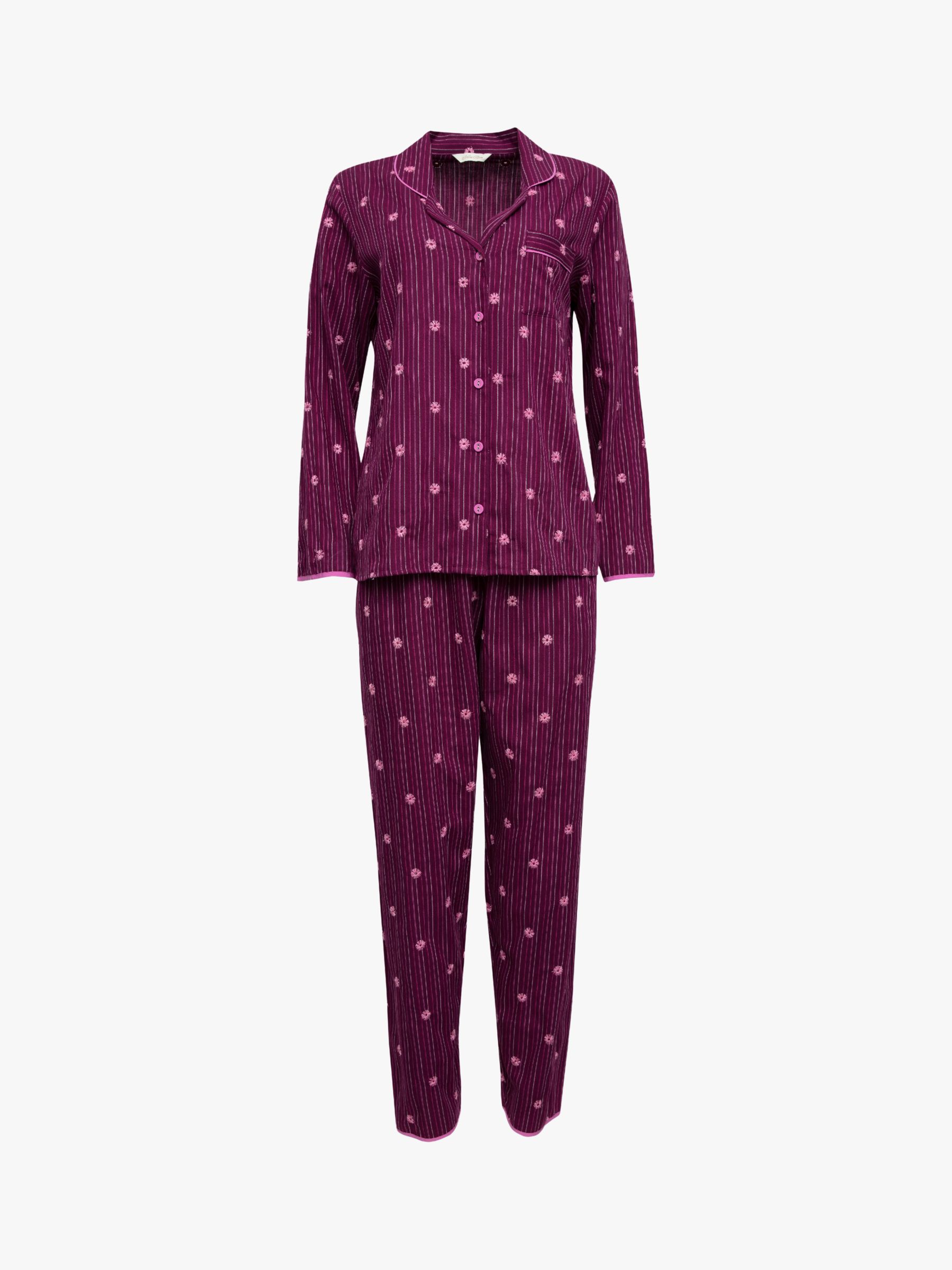 Buy Nora Rose by Cyberjammies Sara Stab Stitch Embroidered Long Pyjama Set, Magenta Mix Online at johnlewis.com
