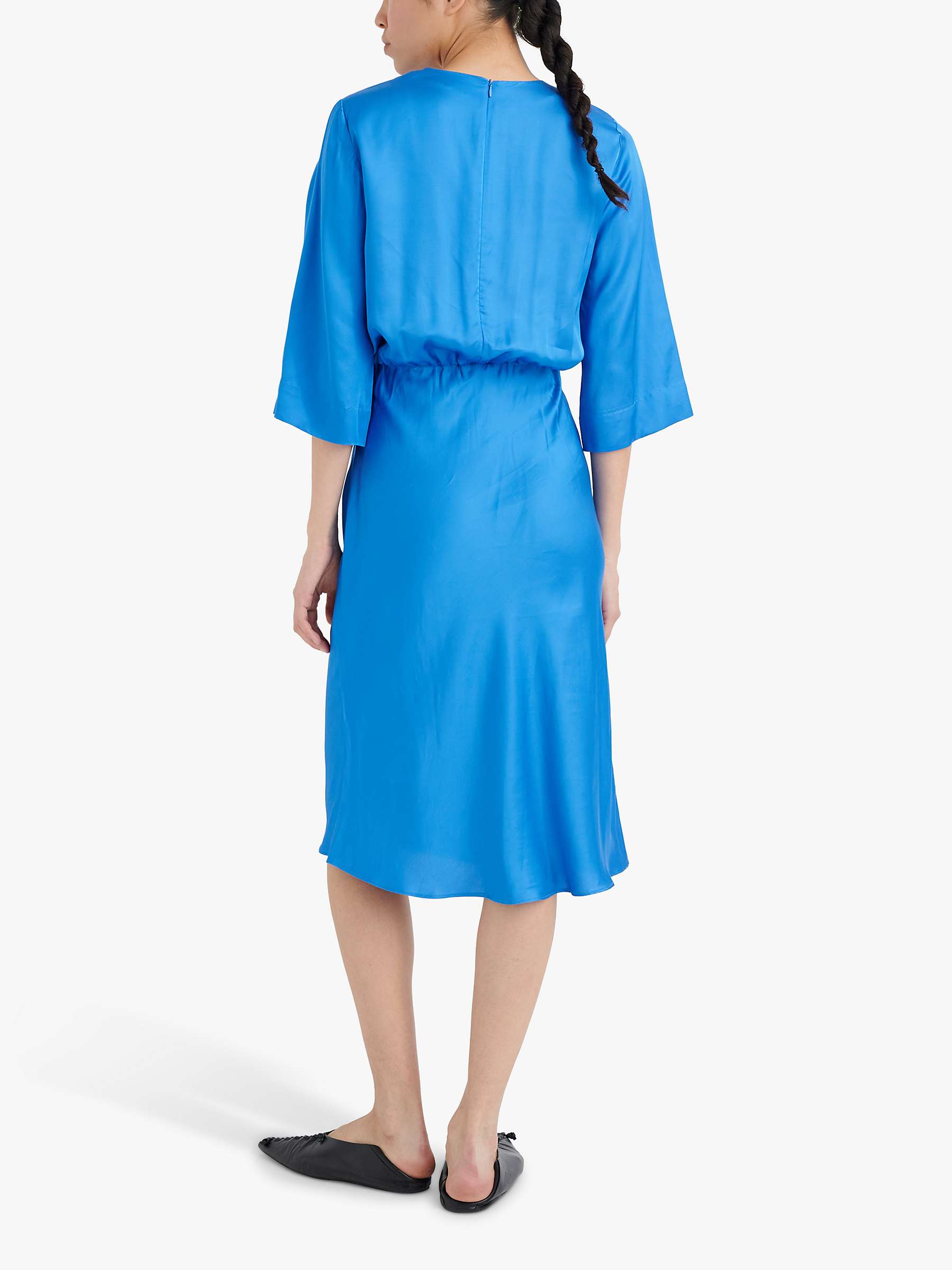 Buy InWear Kanta Satin Fitted Waist 3/4 Sleeve Knee Length Dress, Fall Blue Online at johnlewis.com