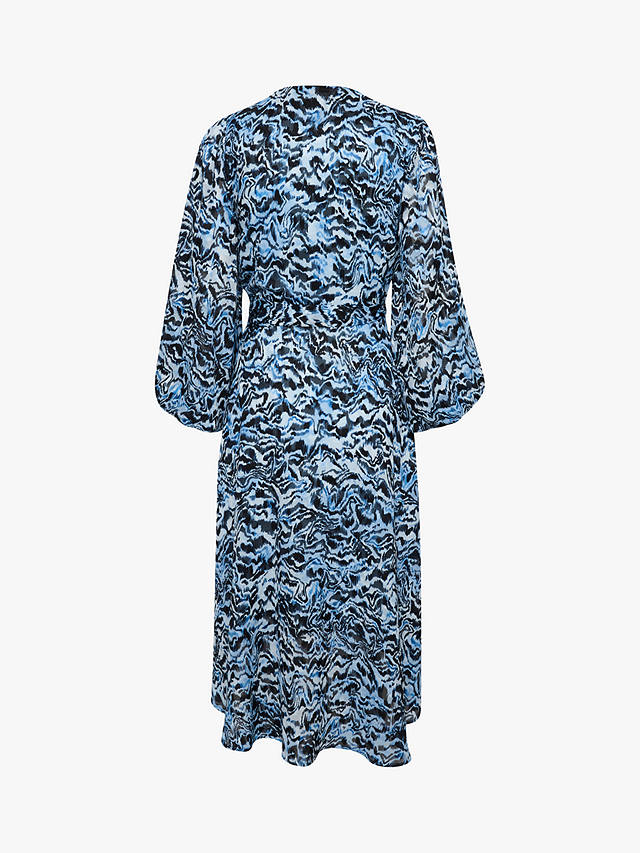 InWear Basira Abstract Print Midi Wrap Dress, Blue Bark