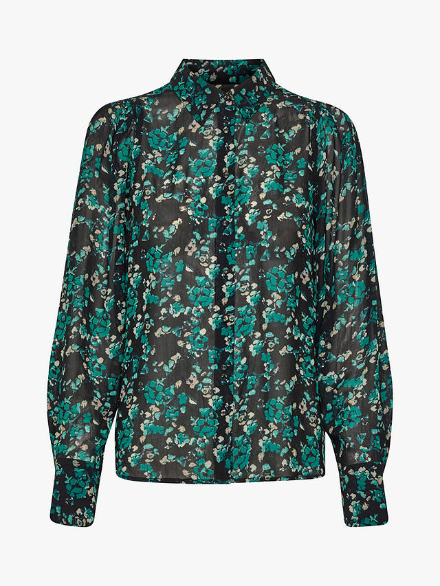 InWear Kirstie Floral Sheer Shirt, Green/Black at John Lewis & Partners