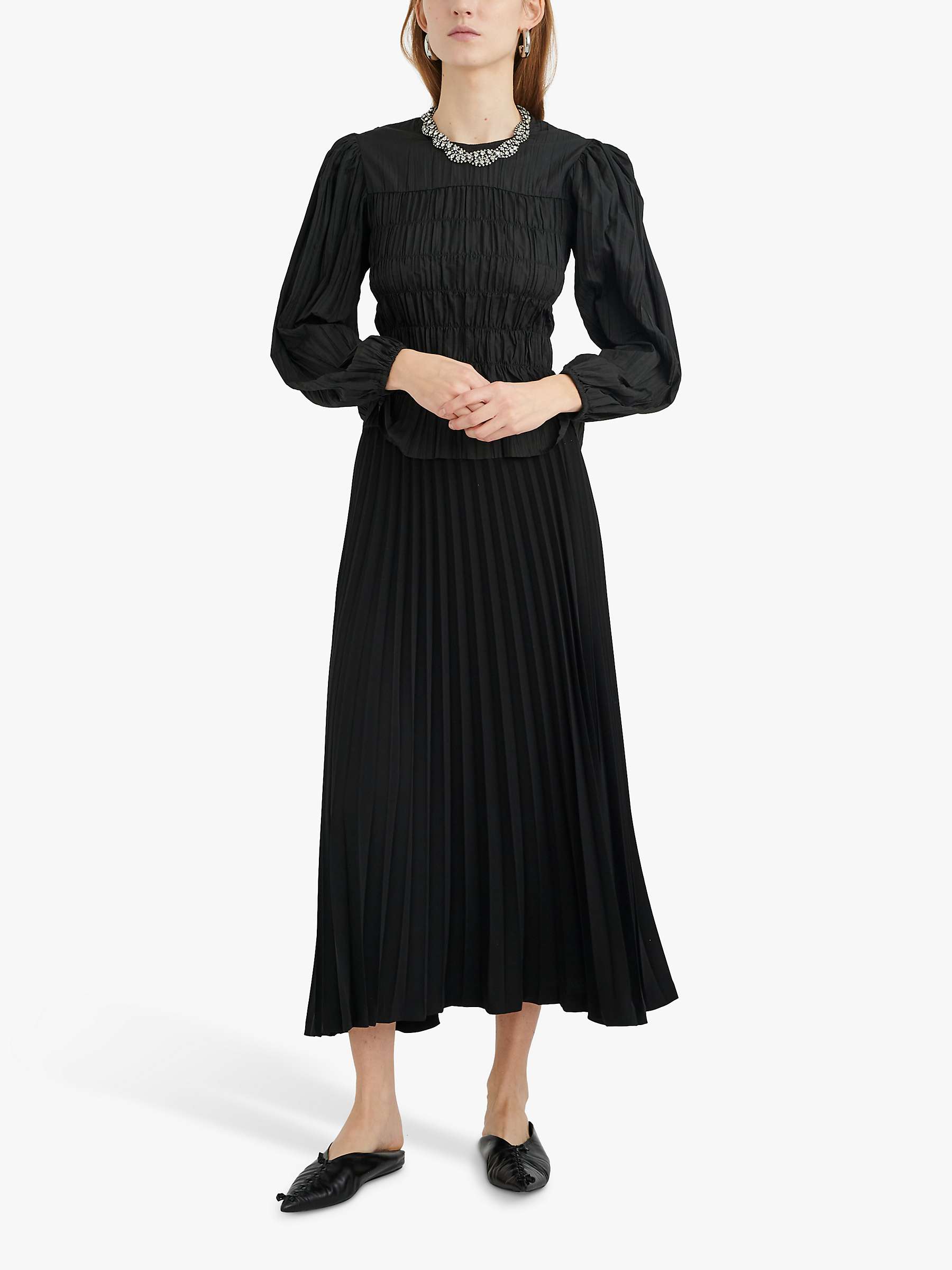 Buy InWear Kitra Gathered Fitted Balloon Sleeve Blouse, Black Online at johnlewis.com