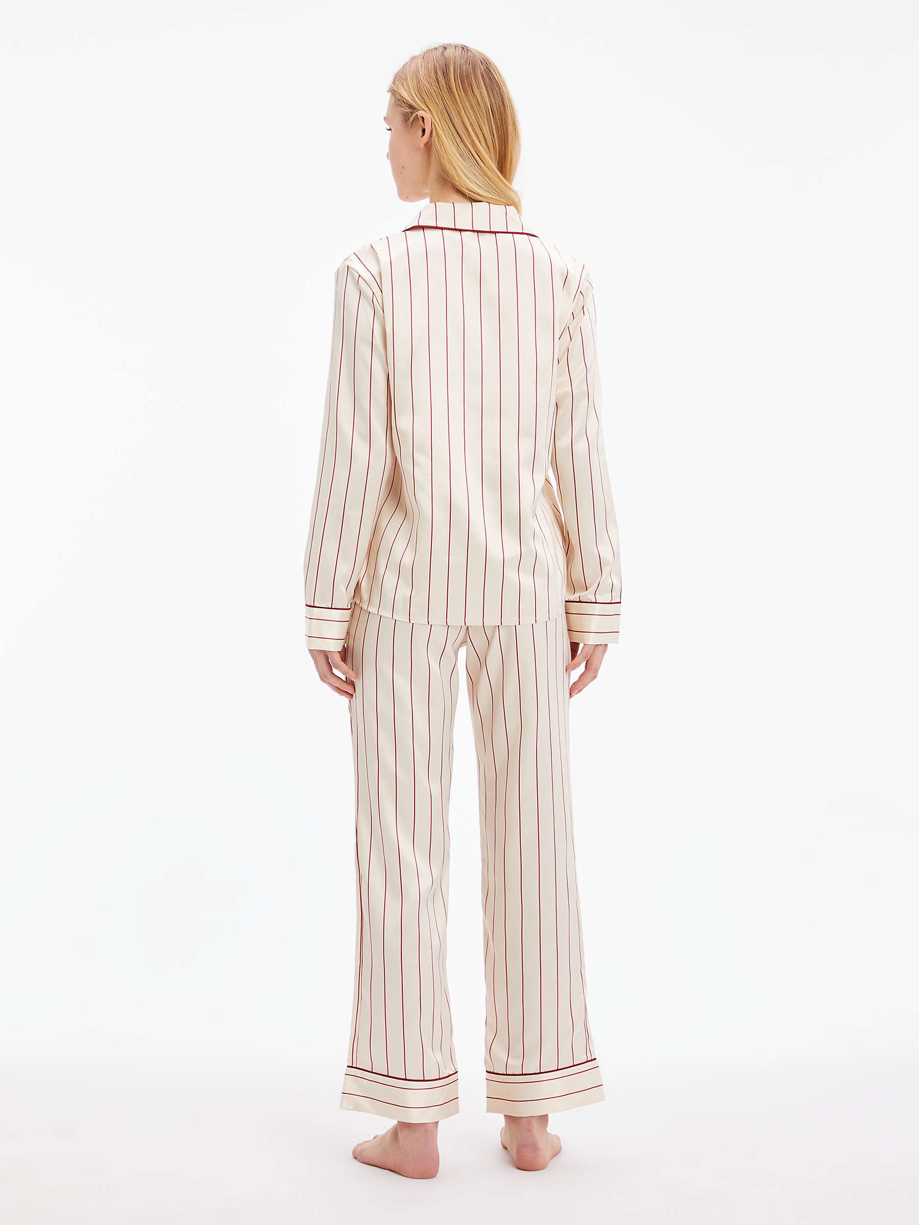 Buy Calvin Klein Stripe Shirt Pyjama Set & Logo Eye Mask, Pink/Tapioca Online at johnlewis.com
