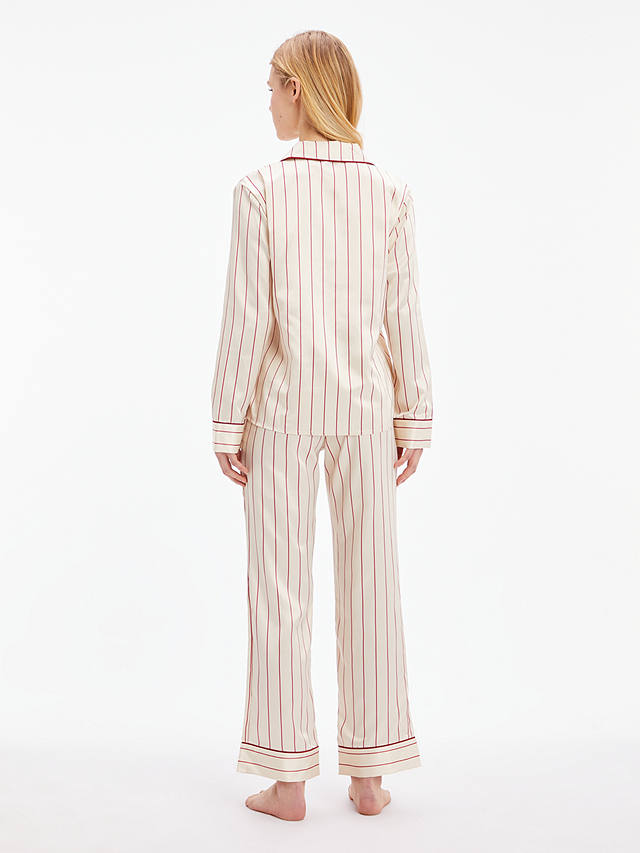 Calvin Klein Stripe Shirt Pyjama Set & Logo Eye Mask, Pink/Tapioca