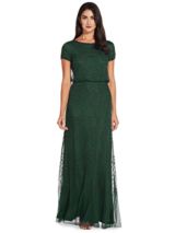 Adrianna Papell Beaded Blouson Maxi Dress Dusty Emerald 6