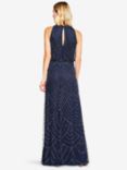 Adrianna Papell Beaded Halter Neck Evening Maxi Dress, Navy